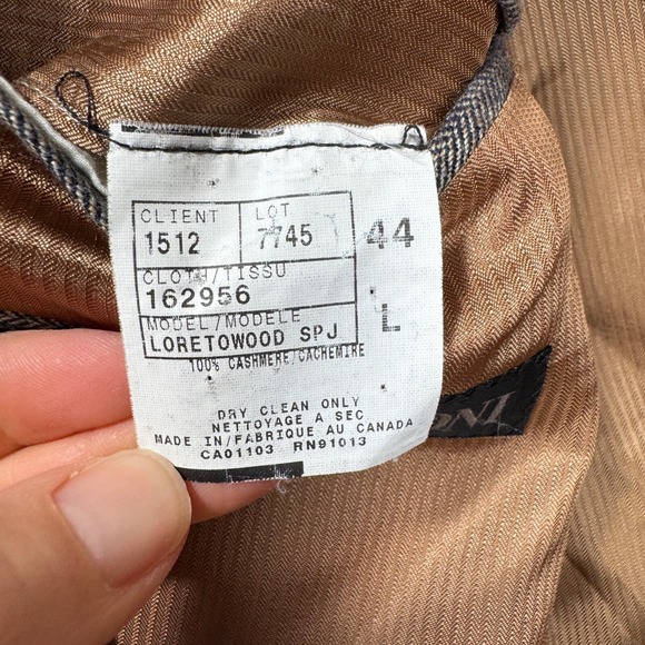 Loro Piana Cashmere Sport Coat Blazer Men 44L Gray Beige Check Manzoni 2 Btn - Picture 8 of 15